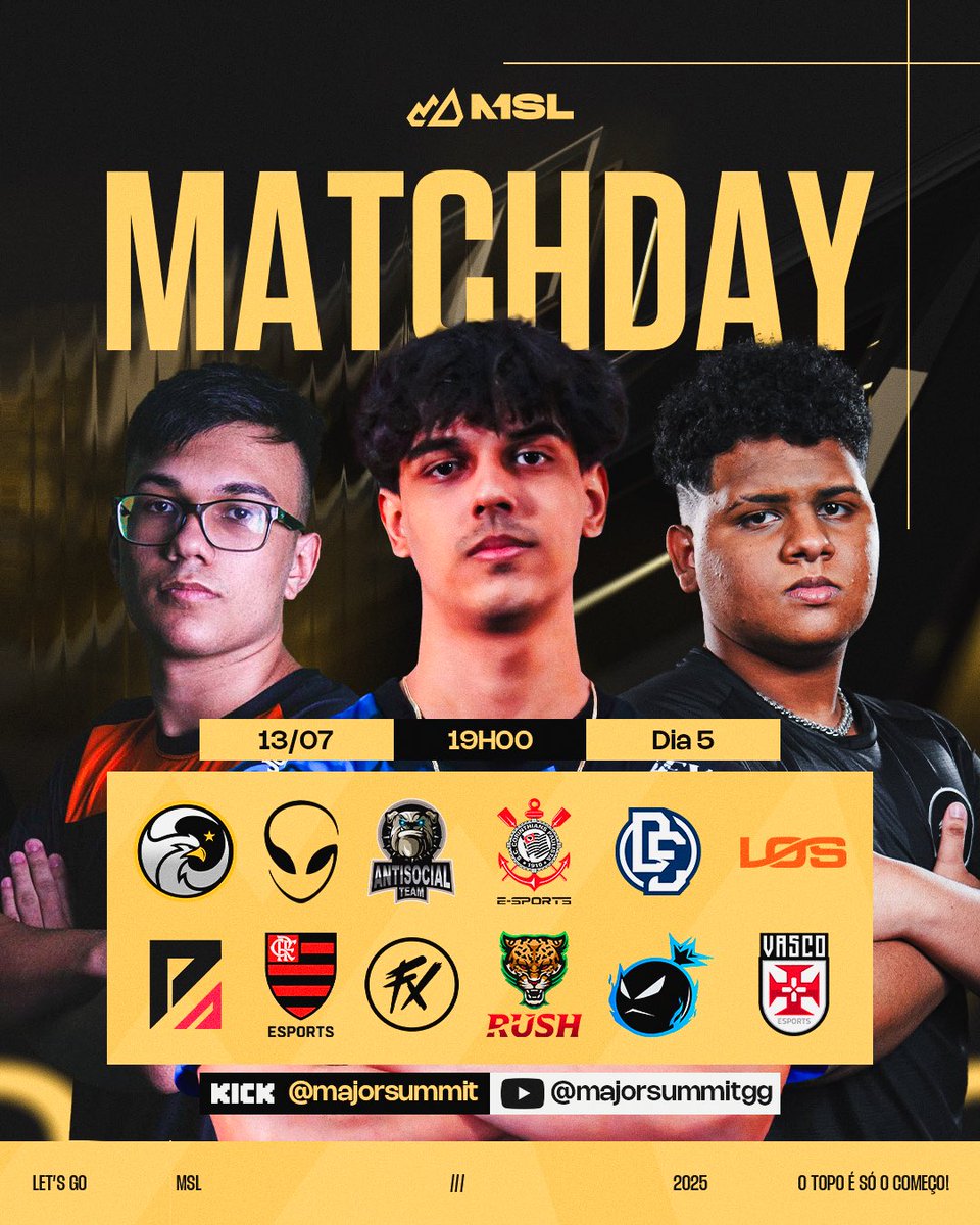 majorsummitgg's tweet image. Último dia da semana! Valendo R$1.000, vantagem na final e moral no lobby 🚀 #GOMSL

Quem vai fechar com tudo e garantir o topo? 👀 às 19h na Kick e no YouTube!