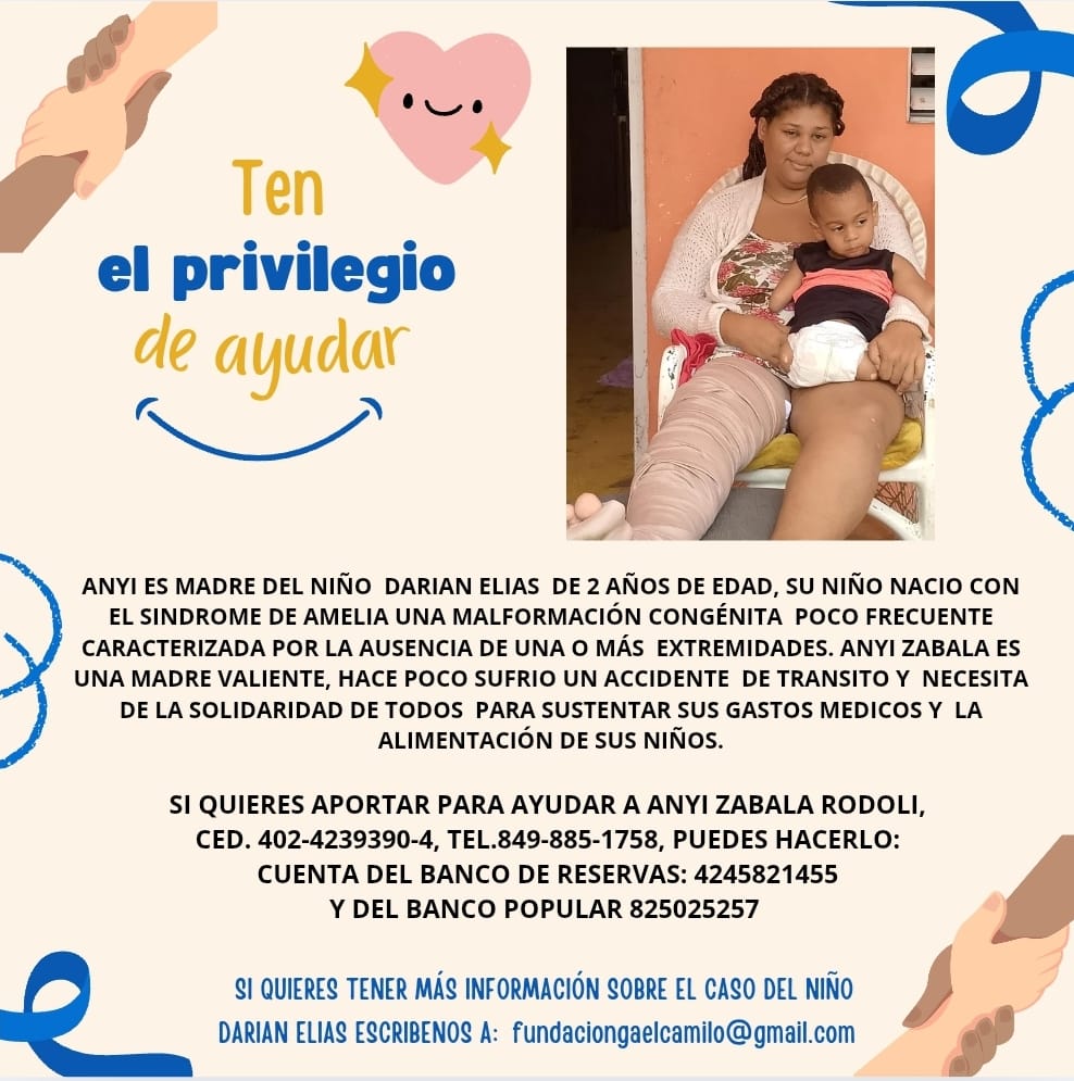 Su madre nos necesita tengo mucho solicitando ayuda lo más urgente pampers y alimentos viabilizare vías Oficinas Raquel Arbaje también pero mientras eso fluye apelo a mis amigos más reales Darían nos necesita <a href="/raquelarbaje/">Raquel Arbaje</a> <a href="/RogelioGenao/">Ramón Rogelio Genao</a> <a href="/santiagohazim/">Santiago Hazim</a>