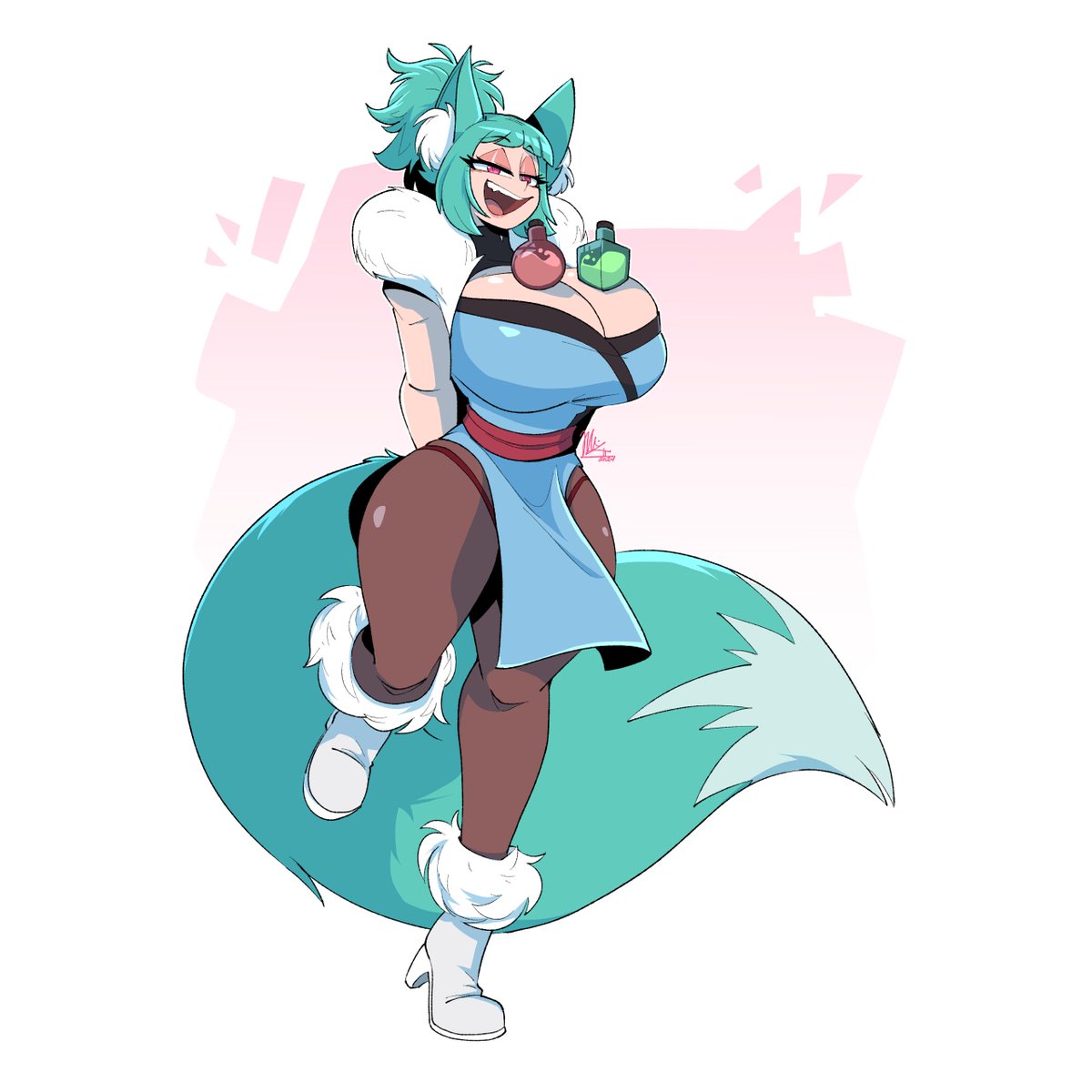She may be big and tall, but she's quite well balanced! Maybe those accidents are on purpose? ;)

Art by GoGoMrDoDo