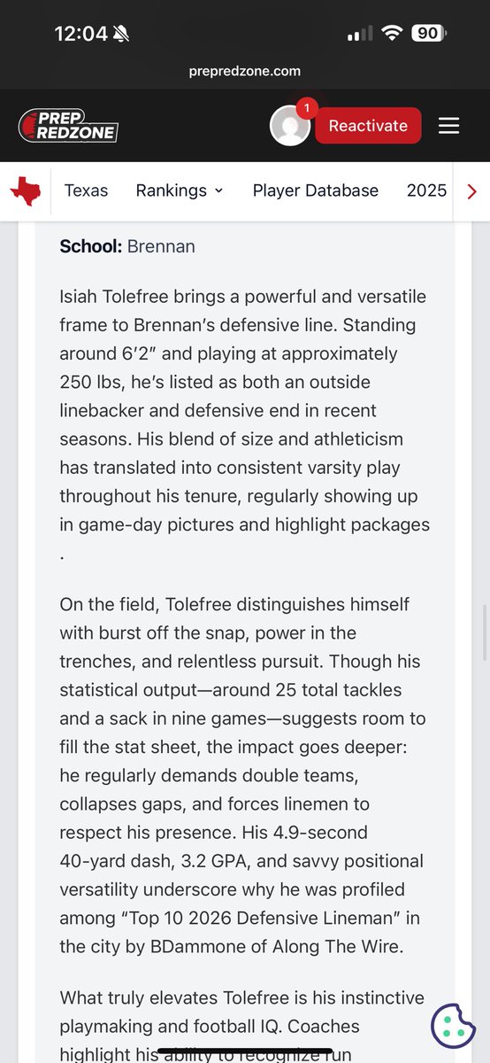 IsiahTolefree's tweet image. Thank you @PrepRedzoneTX @PrepRedzone @JButler_210 for the write up!!