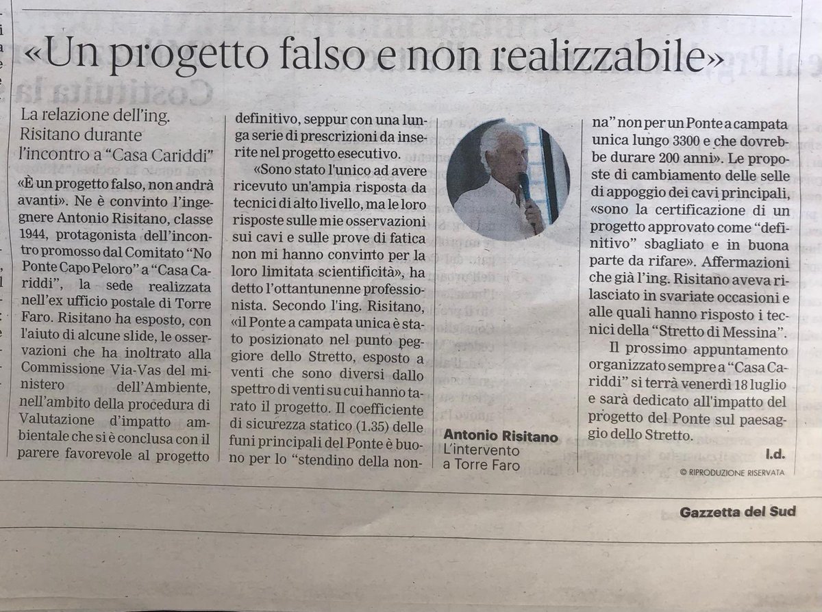 “Un progetto falso e non realizzabile”
#Pontesullostretto