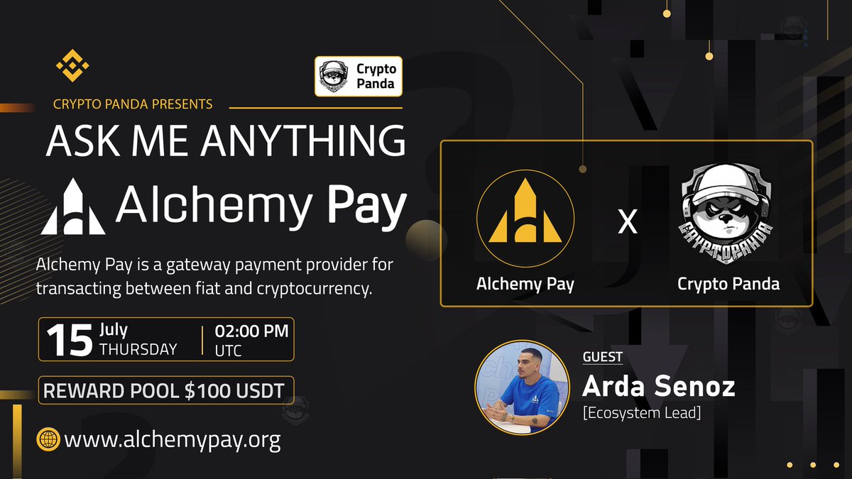 CryptoPanda_gl's tweet photo. 🎙️ Join us for Exclusive #BinanceLiveAMA  with @AlchemyPay

🗓️ Date   :-  15th , July 2025
🕰️ Time   :-  2:00 PM UTC 
🎁 Prize  :- $1️⃣0️⃣0️⃣ USDT

🎙️ Guest:- 
> Arda Senoz - Ecosystem Lead

📌Joined Binance Live :-
https://t.co/vtjF0uENfi

〽️ Rules: 
1️⃣ Follow :- @AlchemyPay
2️⃣ Like & Retweet this post