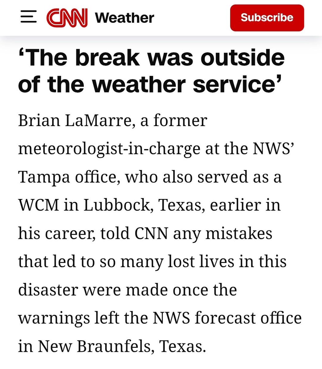 blamarre's tweet image. Thank you to @afreedma Andrew Freedman from @CNN for the interview on the 24/7 safety mission of the National Weather Service @NWS and its key role in emergency response with local, state and federal agencies. Early warning systems are vital.
Article:
amp.cnn.com/cnn/2025/07/13…