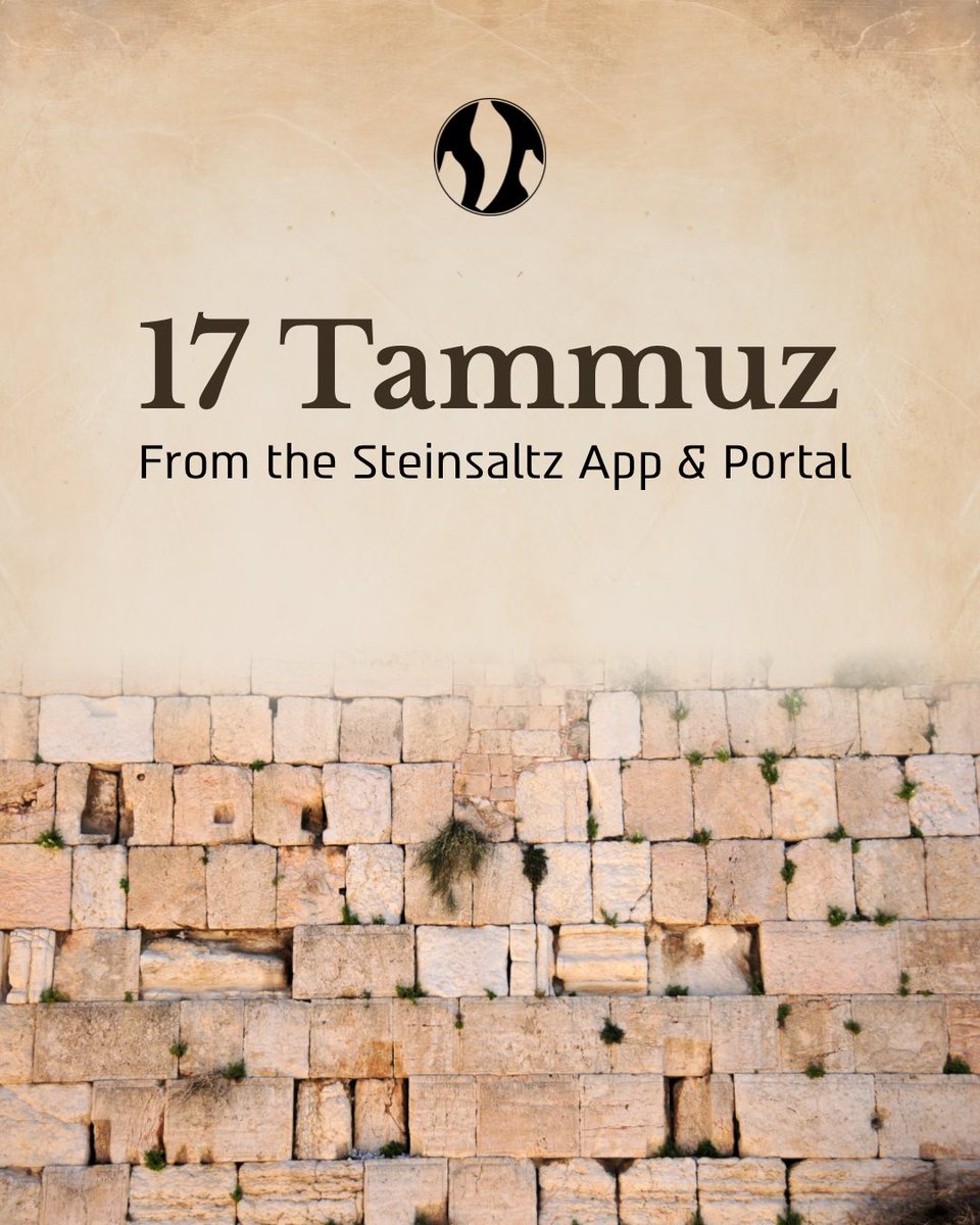 RabbiSteinsaltz's tweet photo. Why do we fast on the 17th of Tammuz?
For a deeper exploration, visit the portal or download the Steinsaltz app! 📲
Wishing you an easy and meaningful fast!
#steinsaltz #letmypeopleknow #books #torah #judaism #jewish #jews #jew https://t.co/rCpUK7Ng82
