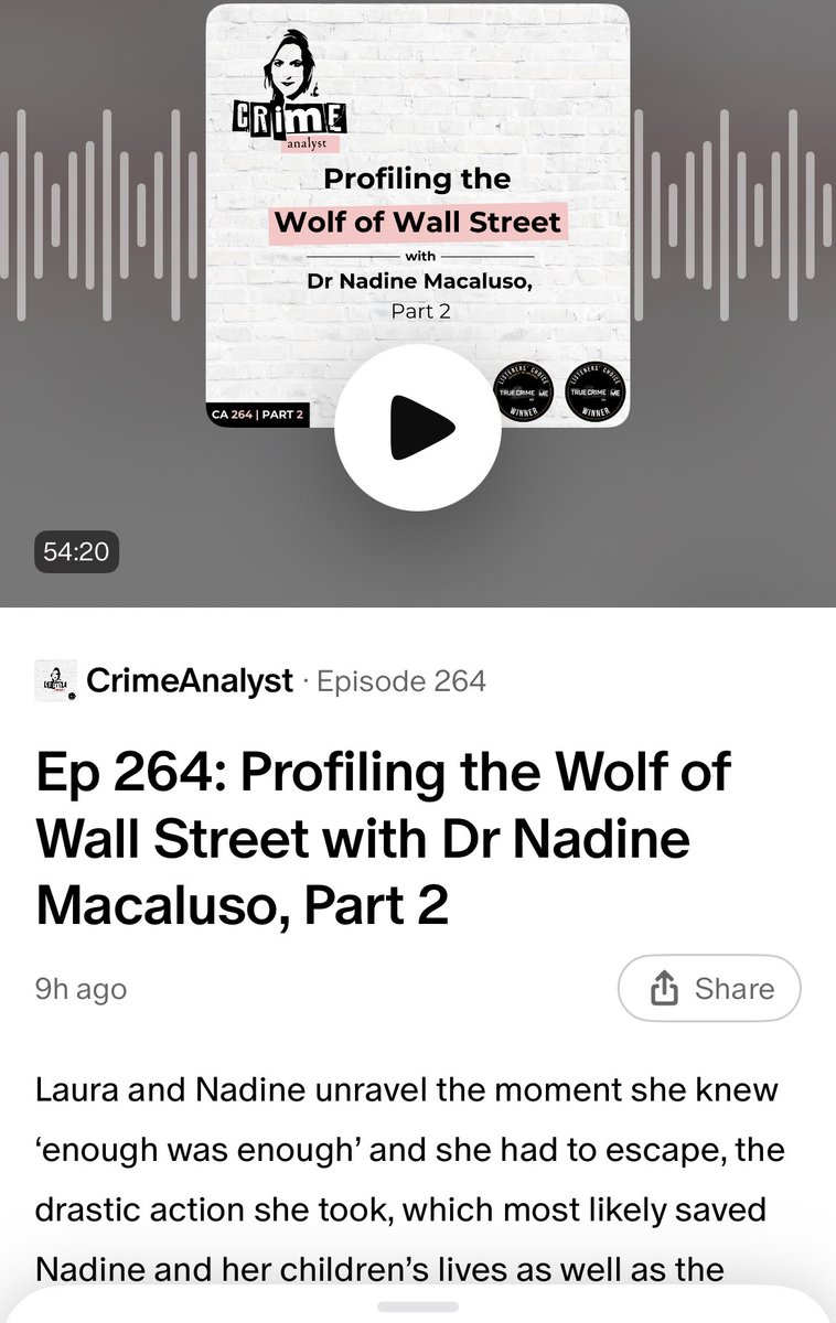 Part 2 has dropped in the Crime Analyst Squad - Profiling the Wolf of Wall Street🔥

Find out Dr Nadine Macaluso’s tipping point when she realized she had to get out and leave the Wolf of Wall Street, Jordan Belfort:
patreon.com/posts/13400350…

#CrimeAnalyst #WolfOfWallStreet