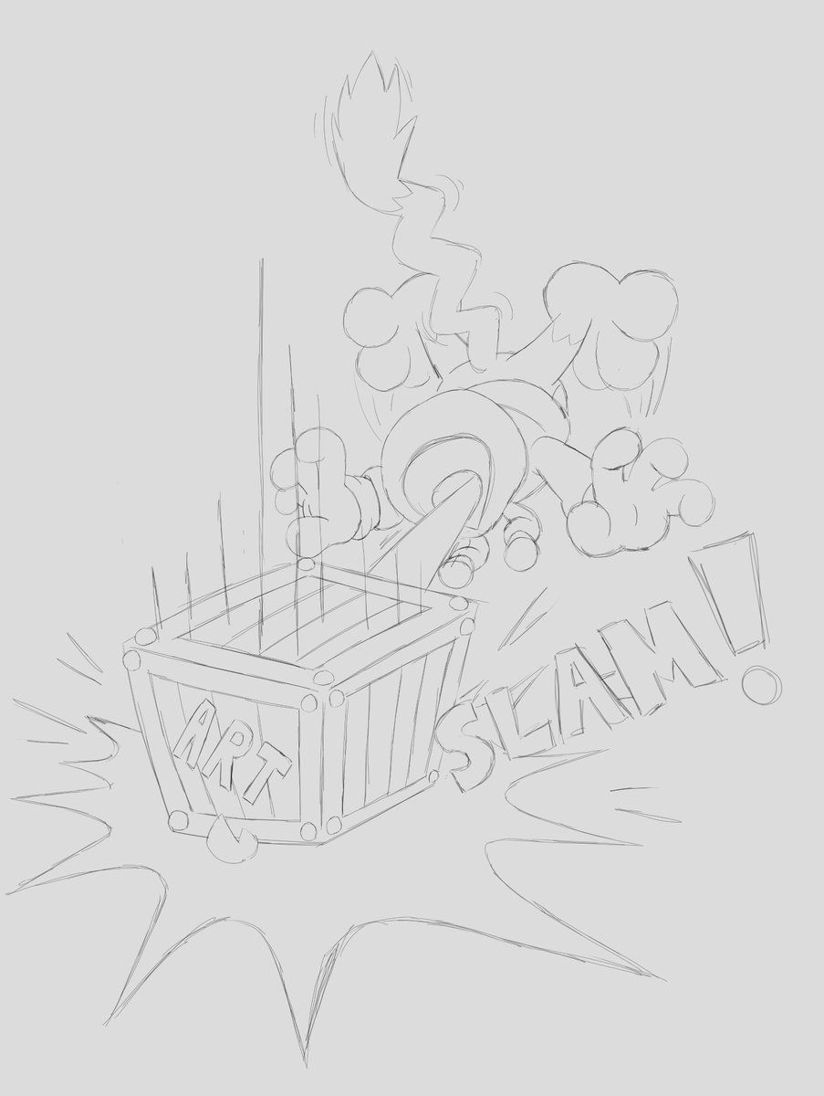 "Crushed by the art block" 
Sketch from a while ago.