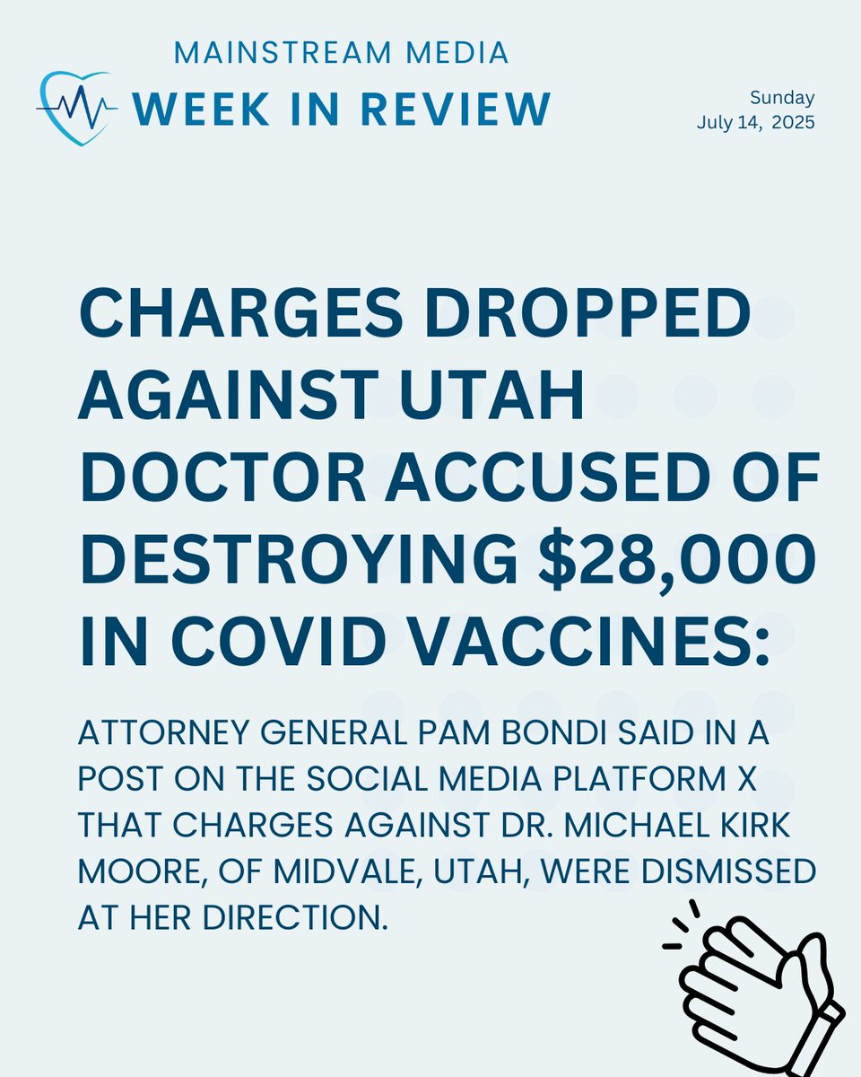 twc_health's tweet image. Health News Making MSM Headlines This Week ⬇️
1. Charges dropped against Utah doctor accused of destroying $28,000 in Covid vaccines
2. DOJ subpoenas more than 20 doctors and clinics that provide trans care to minors
3. Measles cases reach highest point since the disease was…