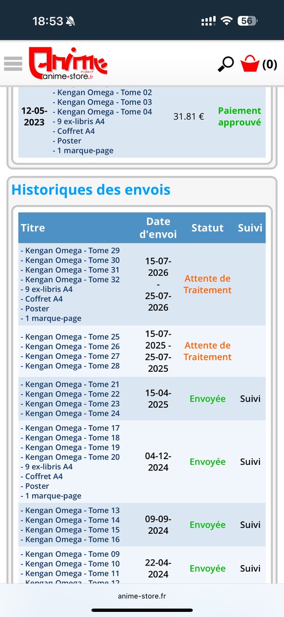 mickyrouen's tweet photo. @MeianFR @AnimeStoreIDP une question. C’est normal ces dates pour l’abonnement de kengan ? Juillet de cette année et le prochain envoi juillet 2026 ? Y’a pas une erreur d’affichage ? https://t.co/KTeaxRbAnR