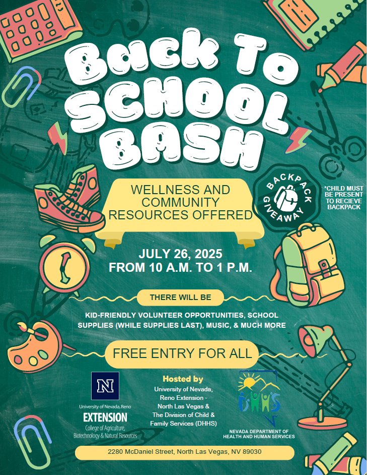 CommishMcCurdy's tweet image. 🎒🎉 Get ready for the Back to School Bash on July 26, 2025 from 10AM–1PM in North Las Vegas!
✔️ Free backpacks (child must be present)
✔️ Music, games, school supplies & more
✔️ FREE entry for all!
📍2280 McDaniel St, NLV
Don’t miss it! 🚌📚