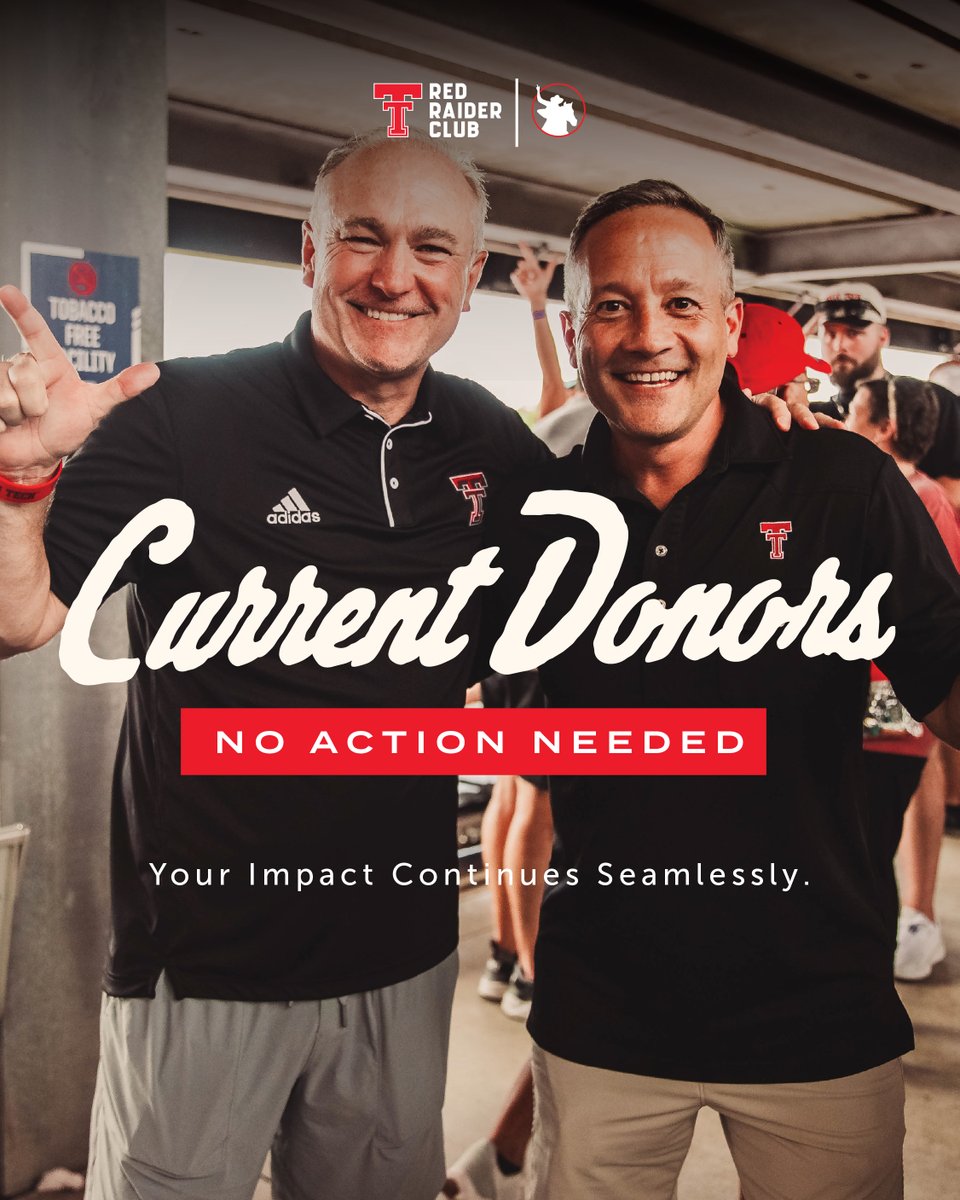 MatadorClubOrg's tweet image. Already a Matador Club donor? You’re good to go. Your recurring gifts now run through the Red Raider Club - still tax deductible, still making a difference.