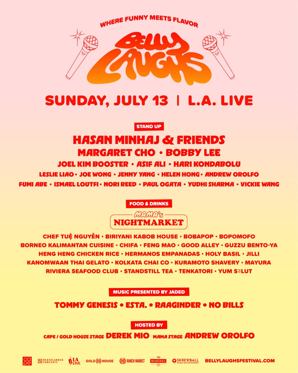 peacock_theater's tweet image. We had so much yesterday we needed to run it back!🤩 Bring on the the final day of Belly Laughs Festival. 🍡🥠🍥🥟🍣🍜
🎟️Limited tickets still remain! pckthr.la/bellylaughs25tw
🥢Doors - 2:00pm