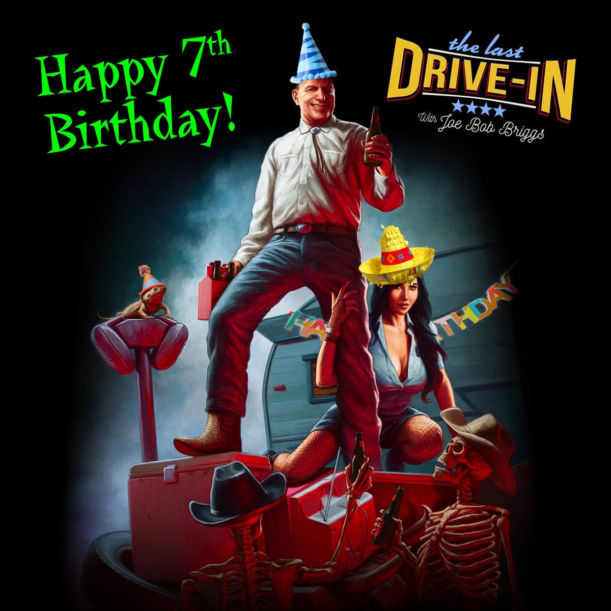 TheMutantFam's tweet image. 24 hours.
13 movies.
146 dead bodies.
37 undead bodies.
131 gallons of blood.
One legend.

SEVEN years ago today, Joe Bob Briggs returned to television - and the world was never the same again.

What are your favorite memories of the OG marathon? 🤠 #TheLastDriveIn #MutantFam