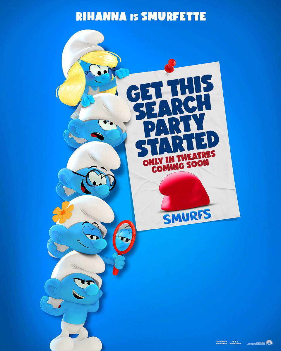 فيلم الرسوم المتحركة و المغامرات 

Smurfs 
بطولة 
ريهانا
جيمس كوردن

يختطف شرشبيل و رازميل بابا سنفور، لذا تقود سنفورة السنافر إلى العالم الحقيقي في مهمة إنقاذ ستحدد مصيرهم.

يعرض يوم الخميس على شاشات سينسكيب