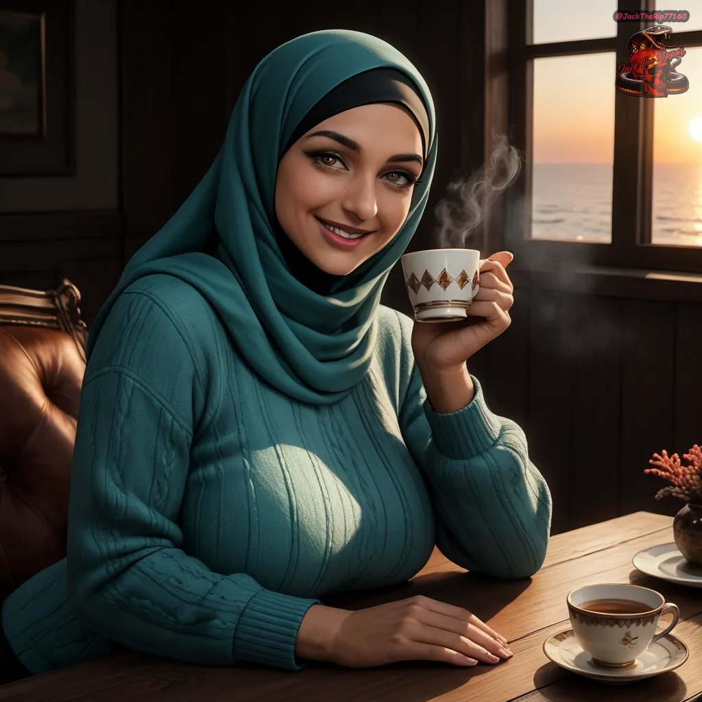 "🗣 Time for a break, boss. Layla has prepared some delicious tea"

Perfect, I could use a break

#SweaterSundayAI by <a href="/DemiHaloArt/">Demi Halo</a>