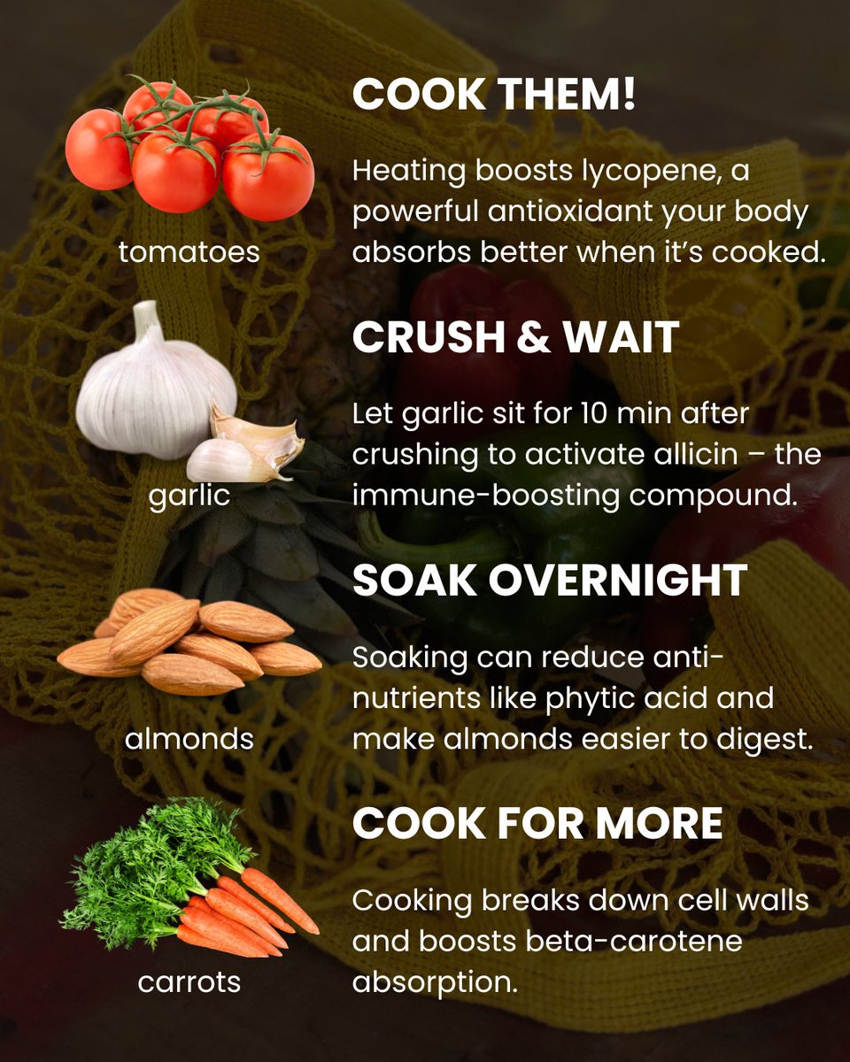 twc_health's tweet image. Foods You're Eating Wrong 🍅
➡️Tomatoes
➡️Garlic
➡️Almonds
➡️Carrots
➡️Potatoes
➡️Apples
➡️Rice
➡️Lemons
Did you know about these common food mistakes?