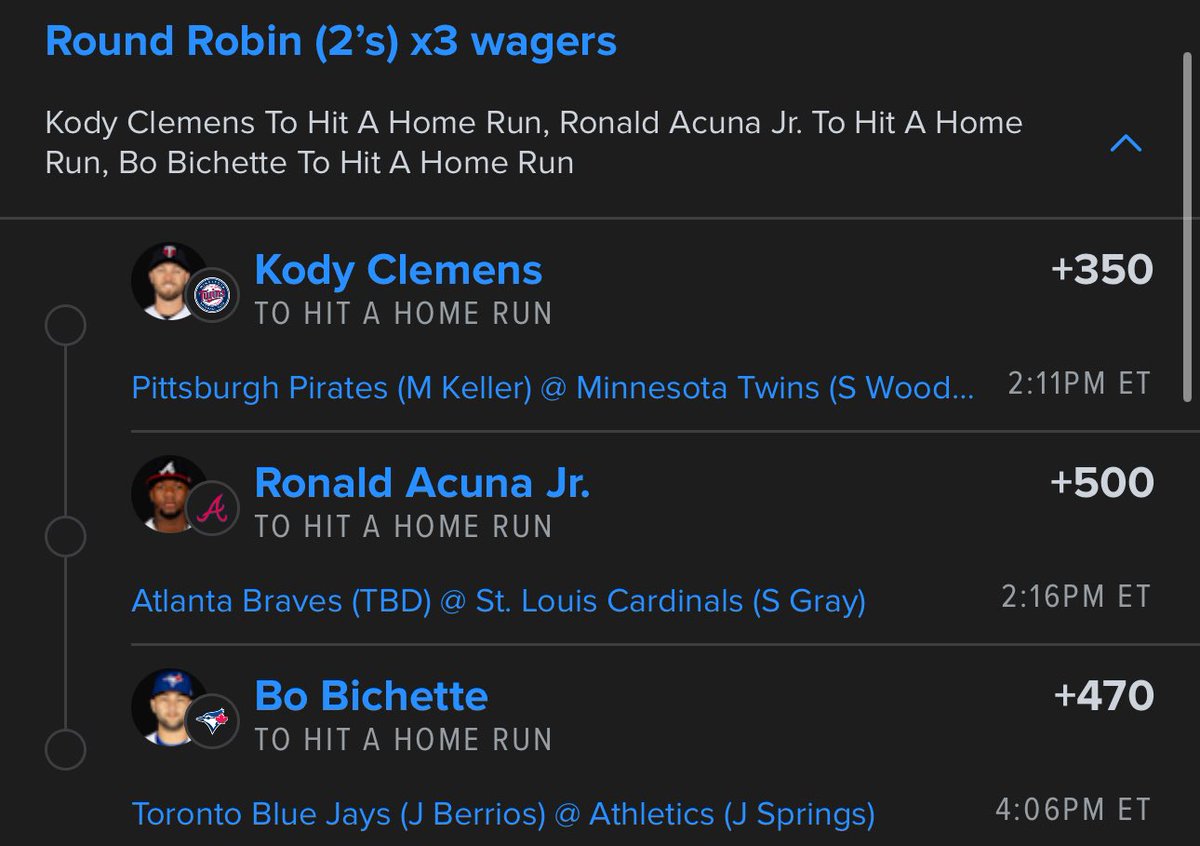 Proper_Picks's tweet image. MLB HR Lotto and RR - Sunday Edition

Let’s smack a huge HR Lotto. Don’t forget to RR just in case!

As always @thewinn1ngedge gets my full card and plays first. Let’s have a day!

#MLB #SportsBetting