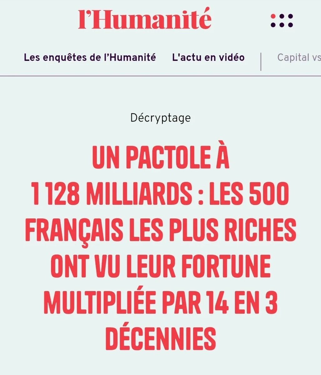 Des tremolos dans la voix ils demandent aux Français de se serrer la ceinture, de renoncer à la santé, à l'éducation, à la protectiln face au dérèglement climatique.

Les mêmes ont permis aux riches de ce pays d'accumuler des niveaux indignes de fortune et refusent de les taxer.