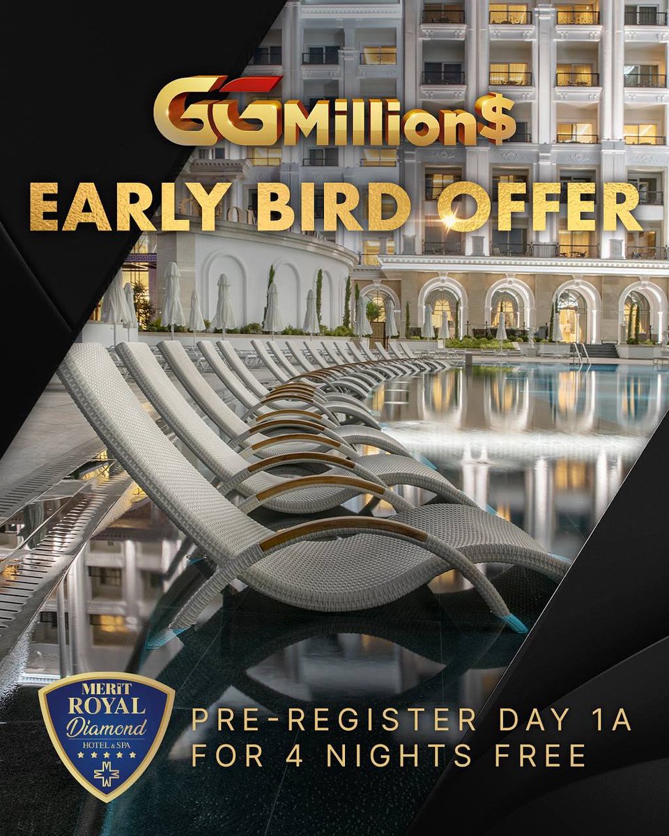 OnyxClub_'s tweet image. We’ve got a special bonus to make your GGMillion$ experience even better🔥
Pre-register for Day 1A before August 2 and get:
▪️4 nights free at Merit Royal Diamond
▪️Round trip transfers from Larnaca or Ercan airports
🚨Secure your seat now:…