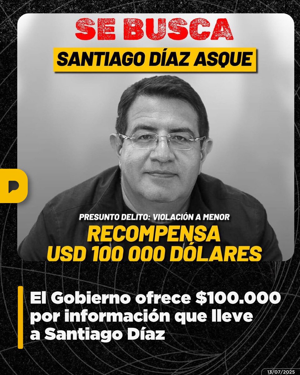 ¿Donde estará? El Gobierno activó el Plan de Recompensas y ofrece $100.000 por información que permita saber el paradero del asambleísta Santiago Díaz, investigado por la presunta v1olación de una menor de edad. Pidió licencia sin sueldo, pero la Asamblea se la negó.