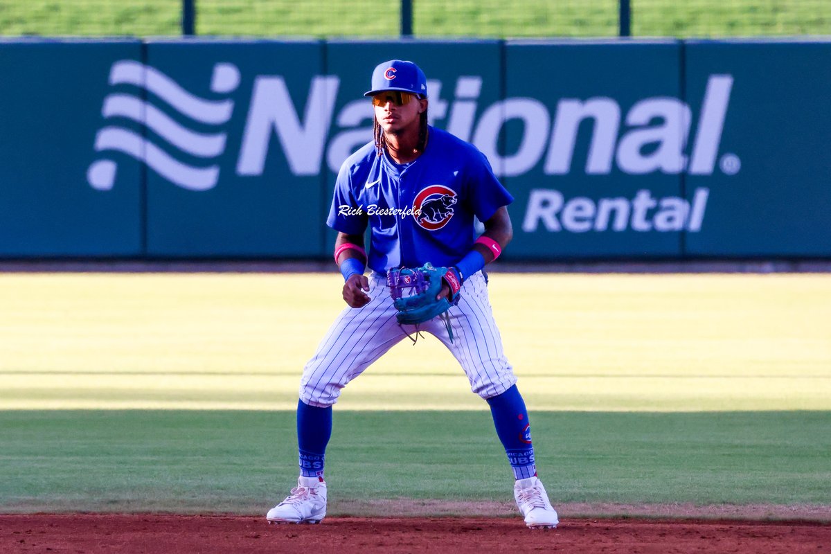 biest22's tweet image. When you're playing shortstop but your sunglasses don't want to stay on when turning a double play! Fernando Cruz in Arizona Complex League action. #Cubs #CubsProspects #ACL2025