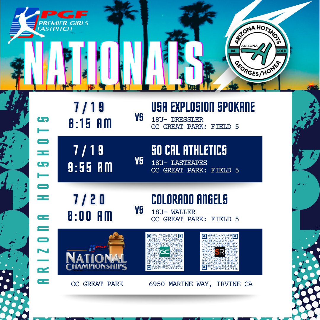 One final tournament with our 2025 crew!  We've got 5 ballers headed off to play in college and we are grateful to soak up one last run in California with them 🩵🐢🩵
PGF Nationals pool play kicks off Saturday, 7/19.  Games will be streaming on Game Changer. 

#pgfnationals