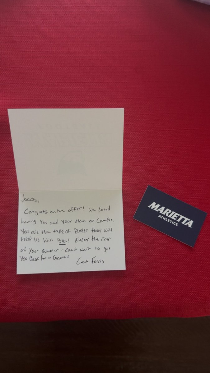 Jacob Litteral (@jlitt56) on Twitter photo Thank you to <a href="/Marietta_FB/">Marietta College Football</a> and <a href="/CoachCFarris/">Coach Chase Farris</a> for the handwritten letter! I’m excited to be back up to Marietta!! Thank you to <a href="/Marietta_FB/">Marietta College Football</a> and <a href="/CoachCFarris/">Coach Chase Farris</a> for the handwritten letter! I’m excited to be back up to Marietta!!
