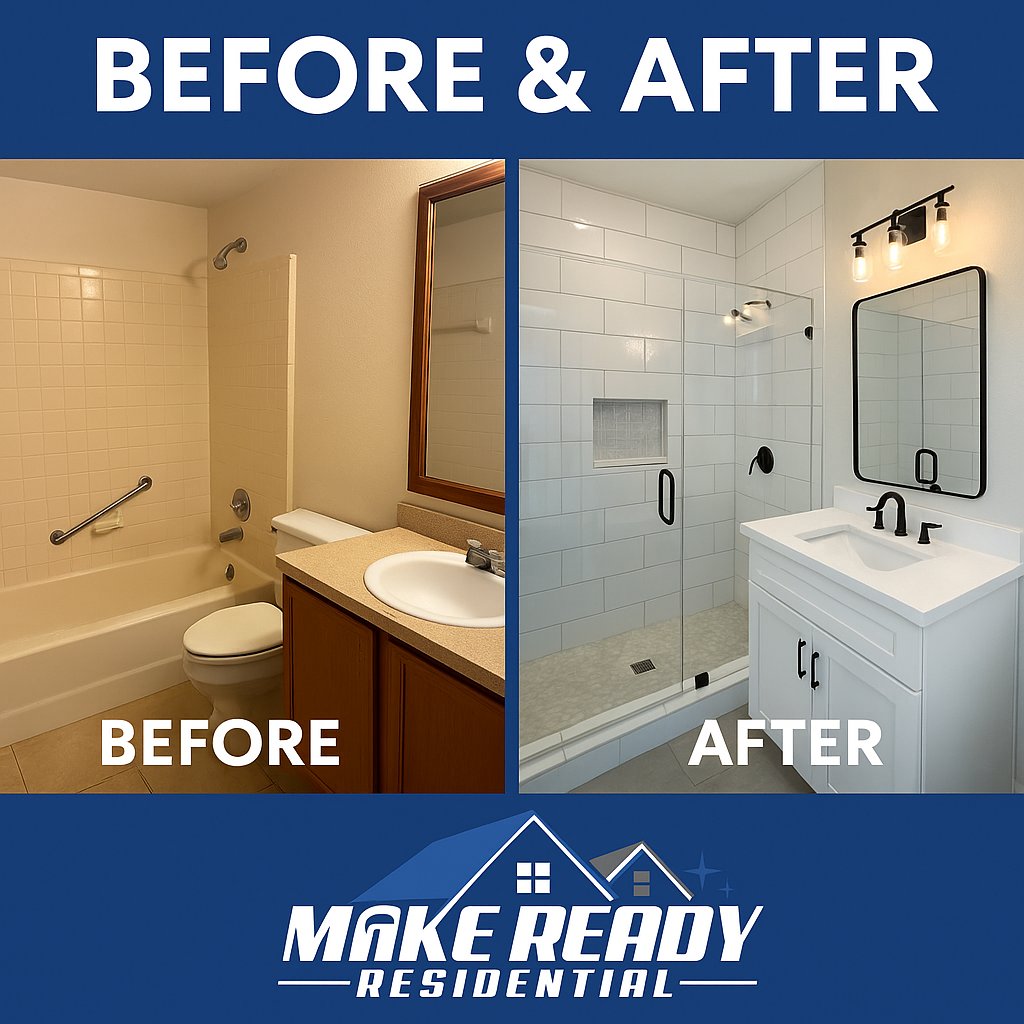 We don’t just renovate — we deliver results that make our clients say:
“Dang… I should’ve done this sooner.”

📍DFW homeowners — we service all 5 counties.
📲 Hit us up for a quote or to talk ideas.

#MakeReadyResidential #BathroomRemodel #BeforeAndAfter #DFWRealEstate