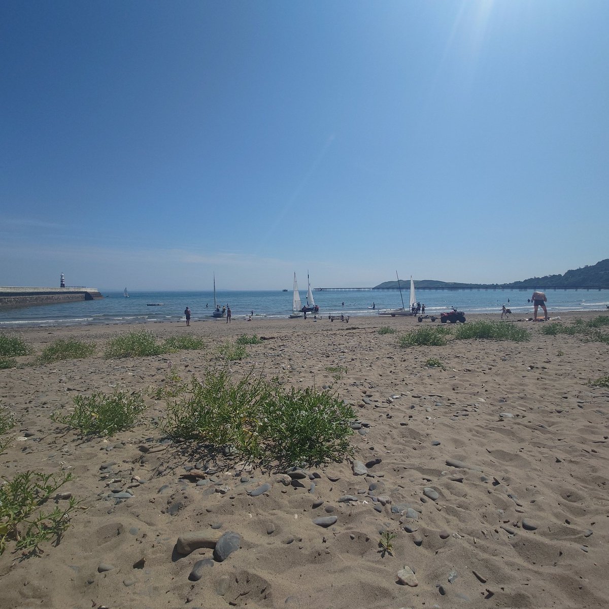 Gorgeous day on South Beach again. This was the quietest point of the day. Swimming and sunning. A visit from the dolphins, too. Perfection.