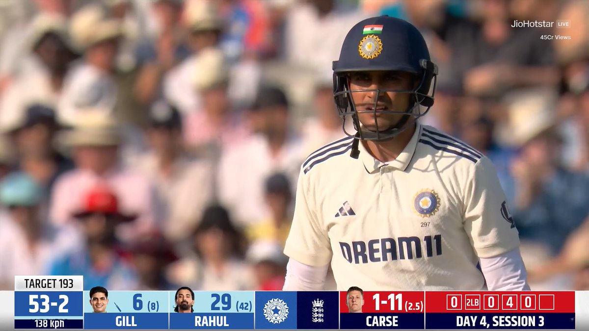 Shubman Gill dismissed for 6 runs.