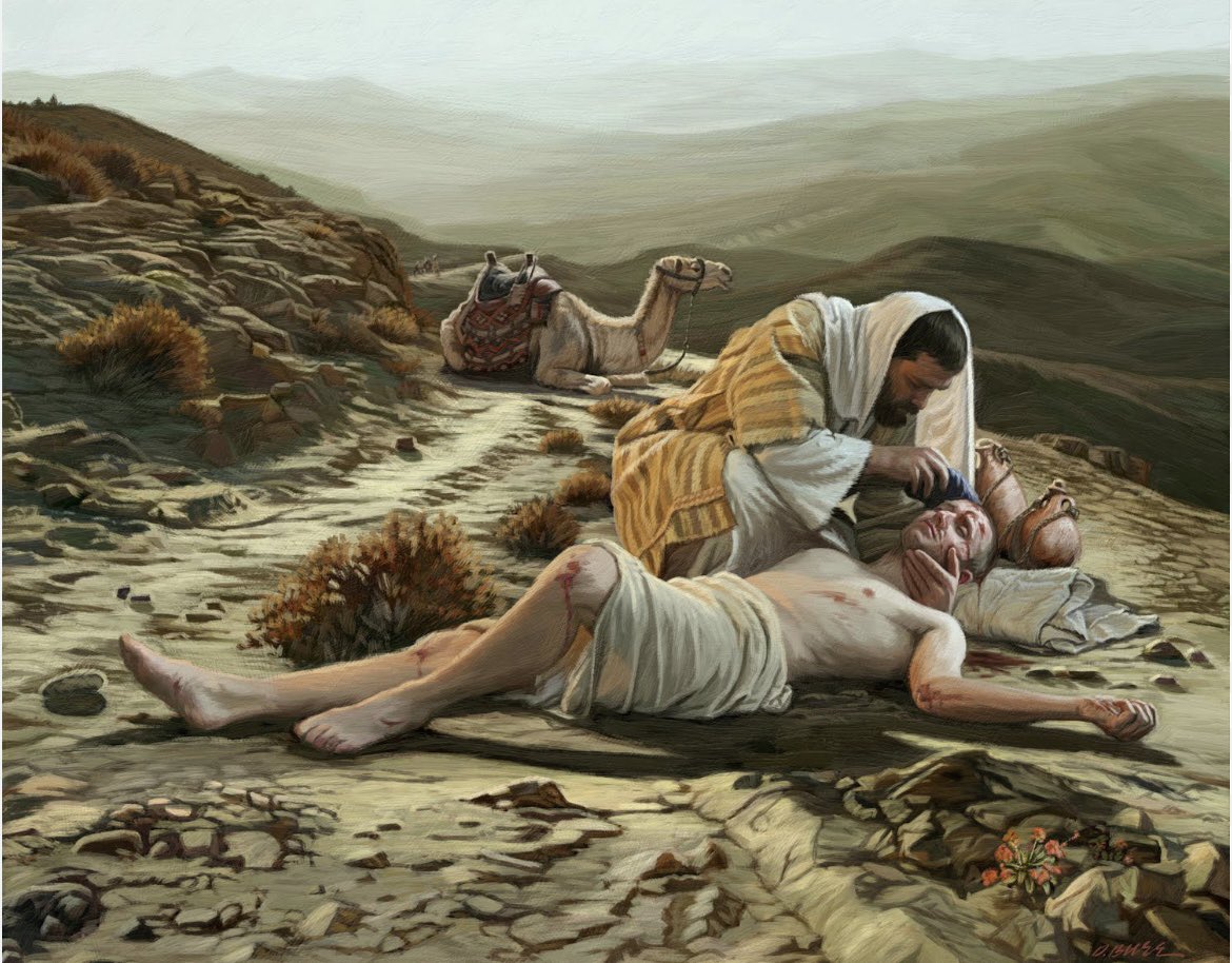 The Good Samaritan Revealed: 

In his book, Secrets from Heaven, Father Sebastian Walshe offers a wonderful contemplation on Jesus’ parable of the Good Samaritan. 

The man who fell upon robbers is Adam, who is stripped by the devil of charity and justice and left wounded by