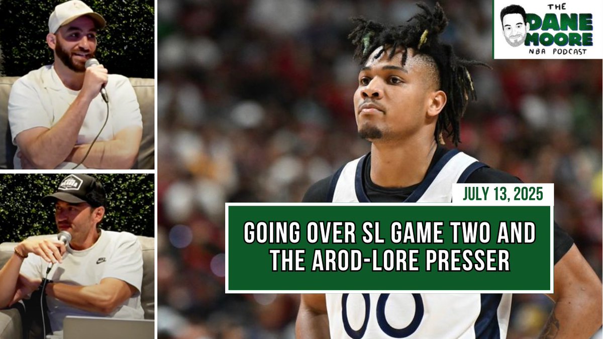 DaneMooreNBA's tweet image. Today's show w/ @KyleTheige
- Ant and Naz courtside for the Wolves game (1:00)
- Terrence Shannon Jr. showing out in Vegas (5:00)
- How has Dillingham's play in SL impacted our thoughts on his role next season? (19:00)
- Beringer's second and quieter Game 2 (32:00)
- What stood…