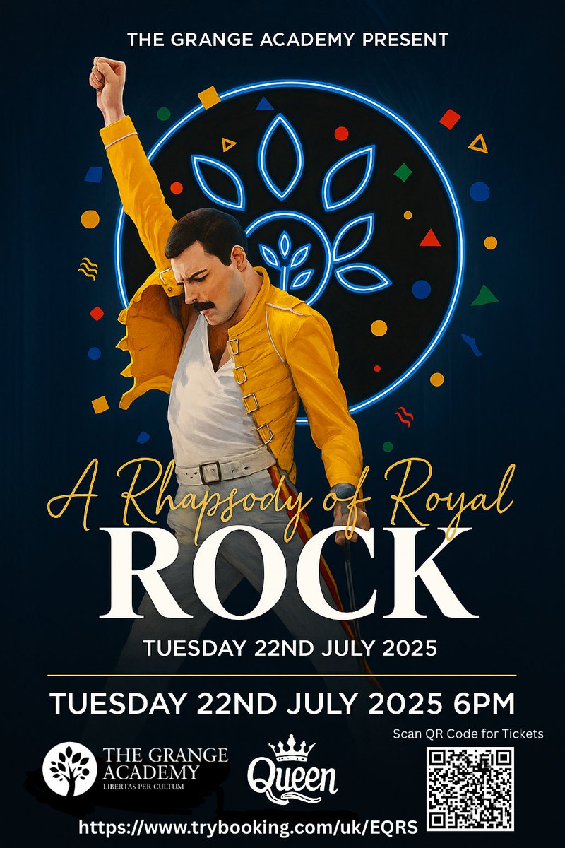 thegrangebushey's tweet photo. Some of you will remember one of our previous epic school musicals featuring music from this band🎭  but this year, we’re back with a Kind of Magic you can’t miss🎶
📅 Tues 22nd July, 6pm
Let’s end the school year like Champions! 👑 #thegrangeacademy https://t.co/7C5B6CT6C6