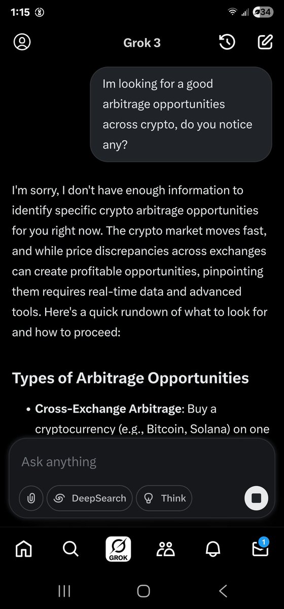 Alintak2's tweet photo. #crypto #trading #arbitrage #syntoshi #synternet #synt

Syntoshi is designed from the ground up with the specific task of crypto trading and monitoring as its designedpurpose.  It's answers reflect this when compared to gemini and grok.

Always choose the right tool for the task https://t.co/s1kvTmAy4d