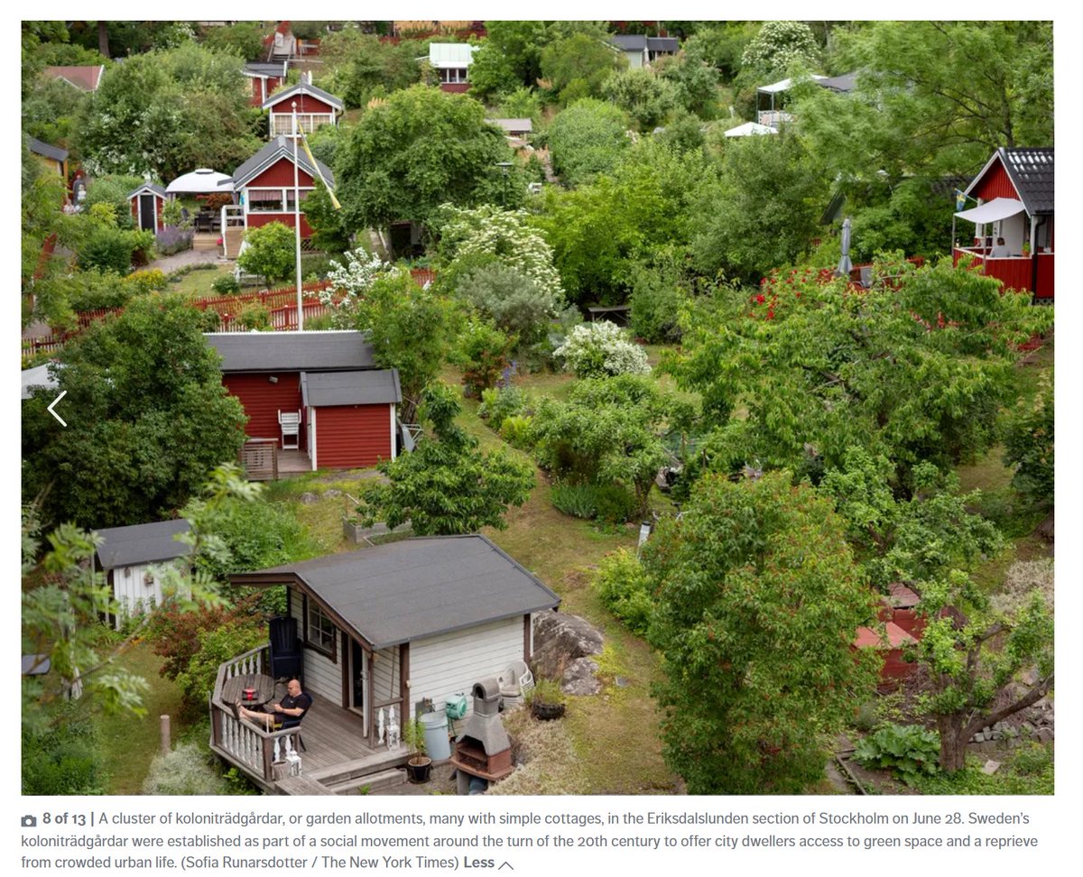 JeremyWard33's tweet image. Imagine if our cities had this: Sweden’s urban gardens with cottages offer city dwellers access to green space, a reprieve from crowded urban life