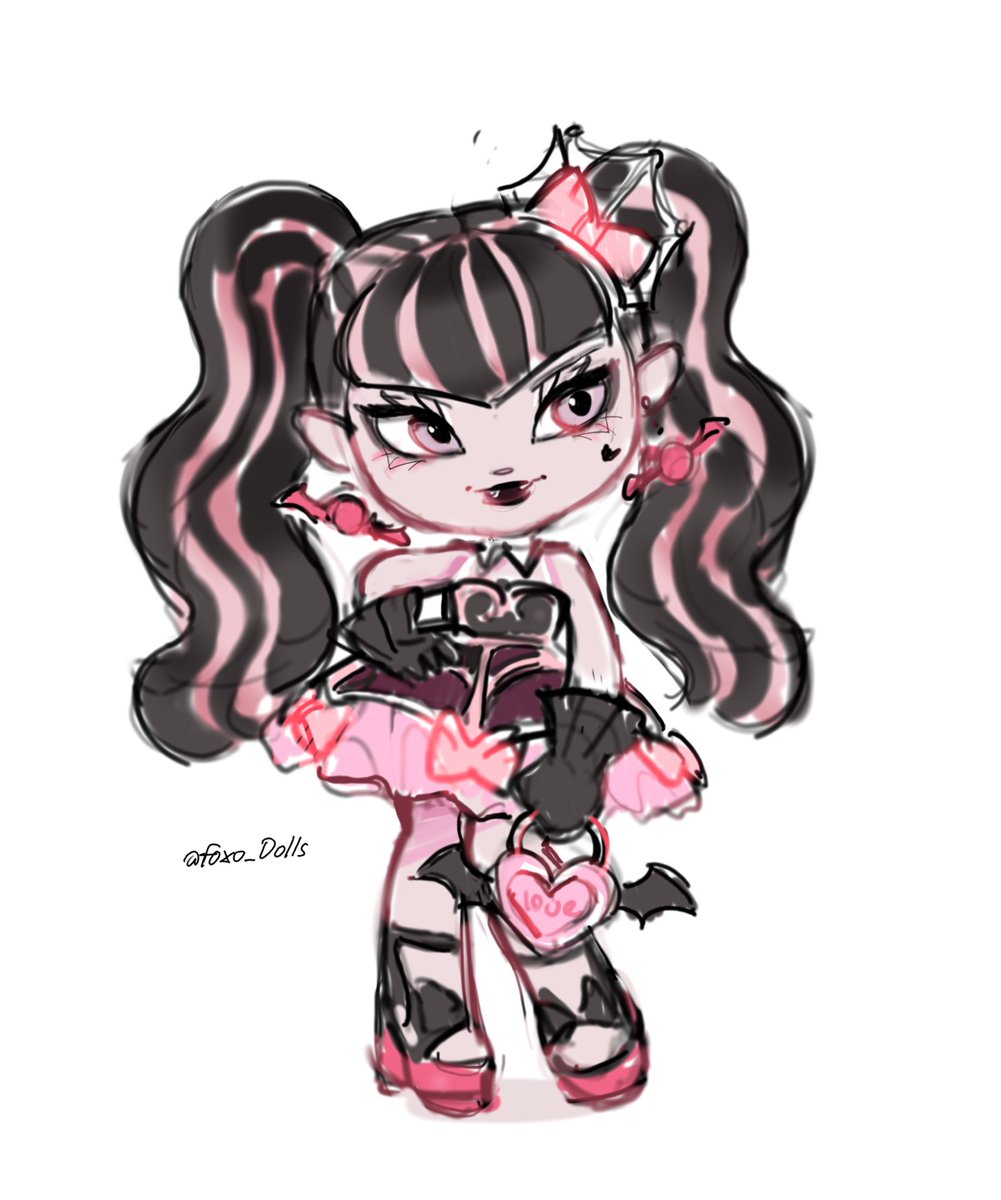 foxo_dolls's tweet image. Draculaura Scary Sweet Birthday chibi art I won’t finish ~