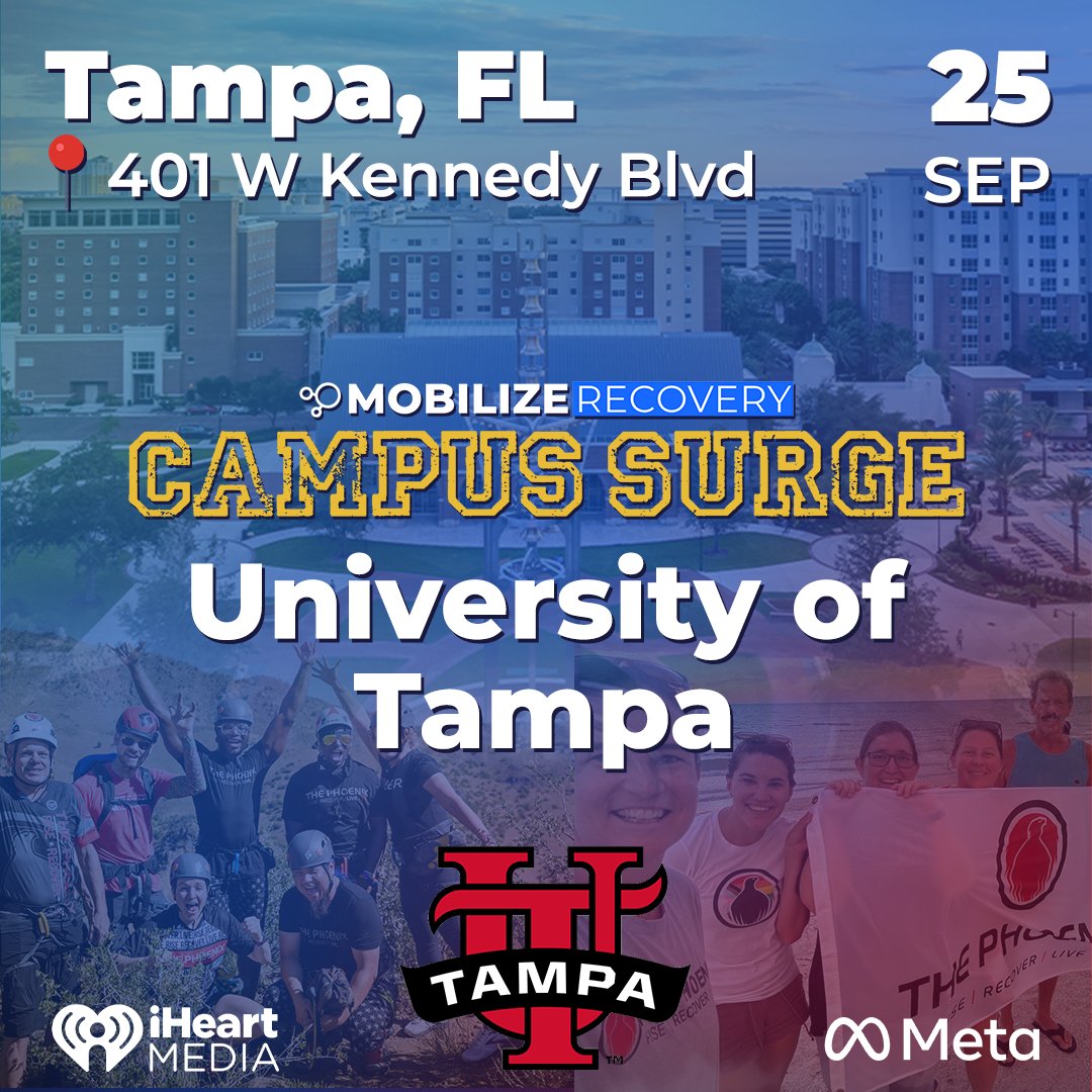 MobilizeRecover's tweet image. 📣 Hey Tampa! Campus Surge is coming to you!
Join us on Thursday, September 25th, at the University of Tampa for an evening of connection, celebration, and community.
As part of the national Campus Surge 2025 initiative, this event will bring together students, advocates,…