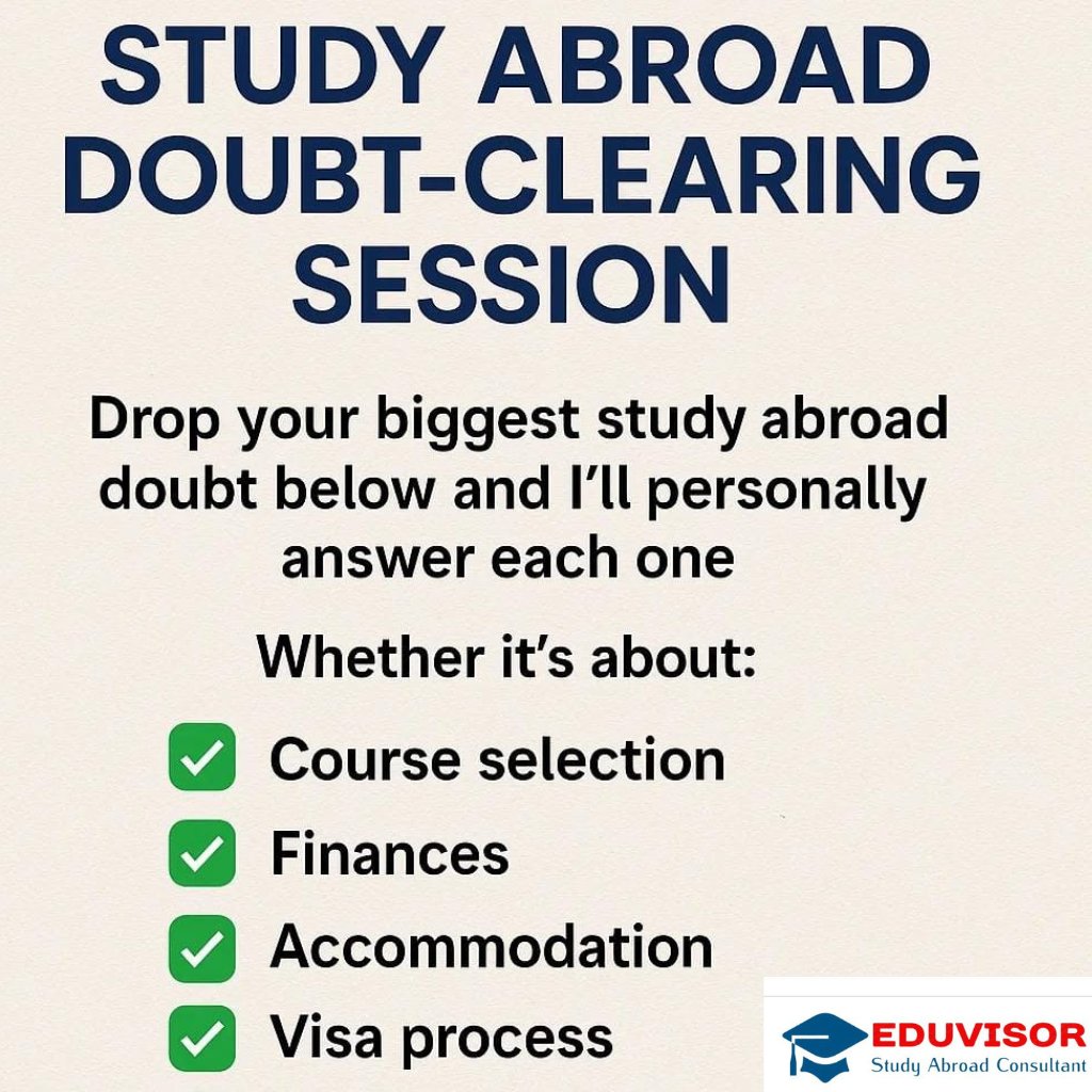 EduvisorIN's tweet photo. STUDY ABROAD DOUBT-CLEARING SESSION
Drop your biggest study abroad doubt below and I'll personally answer each one.
#StudyAbroad #EduVisorHelps #StudyAbroadDoubts #IndianStudents #StudyInUK #StudyInUSA #StudyInCanada #StudyInGerman #OverseasEducation #AbroadEducation https://t.co/tI1nKW3IGi