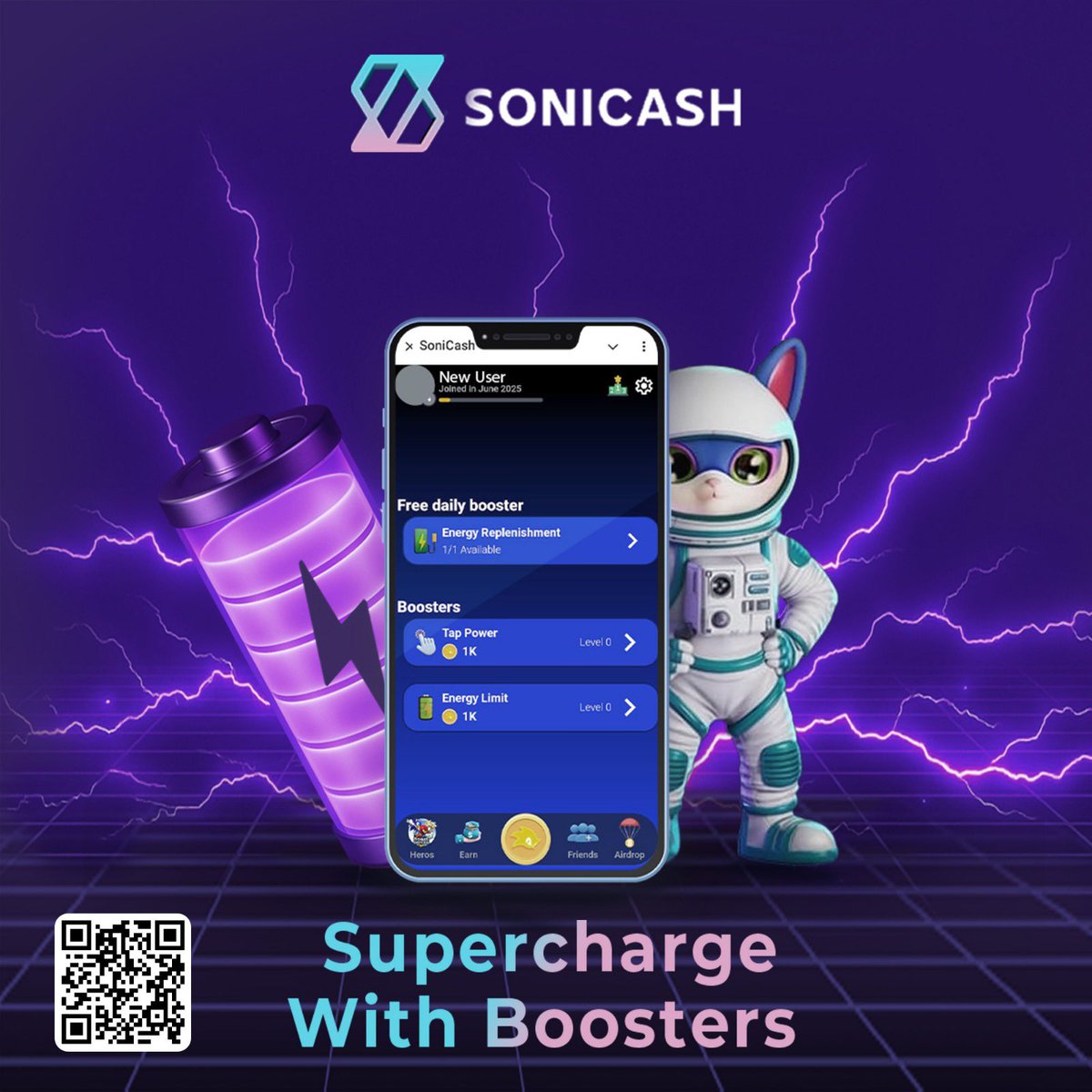 🔹 Low energy? We’ve got your charge.⚡
Get free daily energy or power-up with boosters like: Tap Power and Energy Limit for max performance. 🔋 
Your hero’s waiting. Go full throttle.
Play and boost your game now👇:
🔗 t.me/sonicashgame_b…

#SoniCash #BlockchainFuture #Crypto