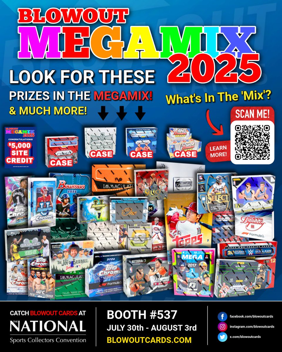 The National Sports Collectors Convention Inc. (@nsccshow) on Twitter photo Meet NSCC exhibitor <a href="/blowoutcards/">BLOWOUTCARDS</a> at the 45th National Sports Collectors Convention July 30-August 3, 2025 at the Donald E. Stephens Convention Center in Rosemont, IL š„š„
Visit the The National Sports Collectors Convention Inc. #linkinbio to learn more, buy tickets and search Meet NSCC exhibitor <a href="/blowoutcards/">BLOWOUTCARDS</a> at the 45th National Sports Collectors Convention July 30-August 3, 2025 at the Donald E. Stephens Convention Center in Rosemont, IL š„š„
Visit the The National Sports Collectors Convention Inc. #linkinbio to learn more, buy tickets and search