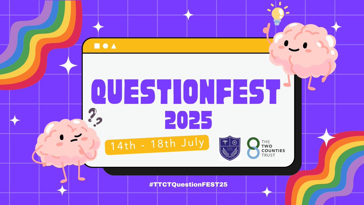 This week, for a third year…
🚨QuestionFEST is back <a href="/SelstonHigh/">Selston High School</a>🚨

Including…
❓Big Question of the Day.
❓Big Question Station at the Canopies with Mr Conroy. 
❓ Big Question PROUD Stickers and Prizes.

Team RS cannot wait for a #BestYet #TTCTQuestionFEST25! 💭