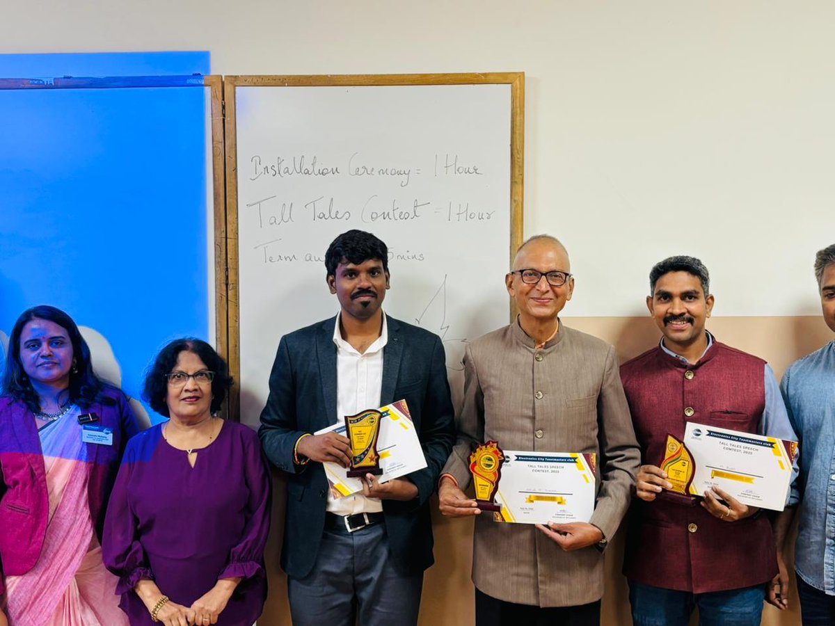 MKulabkar's tweet photo. Delighted to Win the Tall Tale Contest on July 12th conducted at Electronic City Toastmaster Club.
Winner’s Trophy &amp; Certificate being awarded by Contest Master Kalaiselvi Mylsamy, in presence of Chief Judge Naina J Nathan, Contest Master Shanmugam and Club President Simin. https://t.co/hCTCpUBY6f