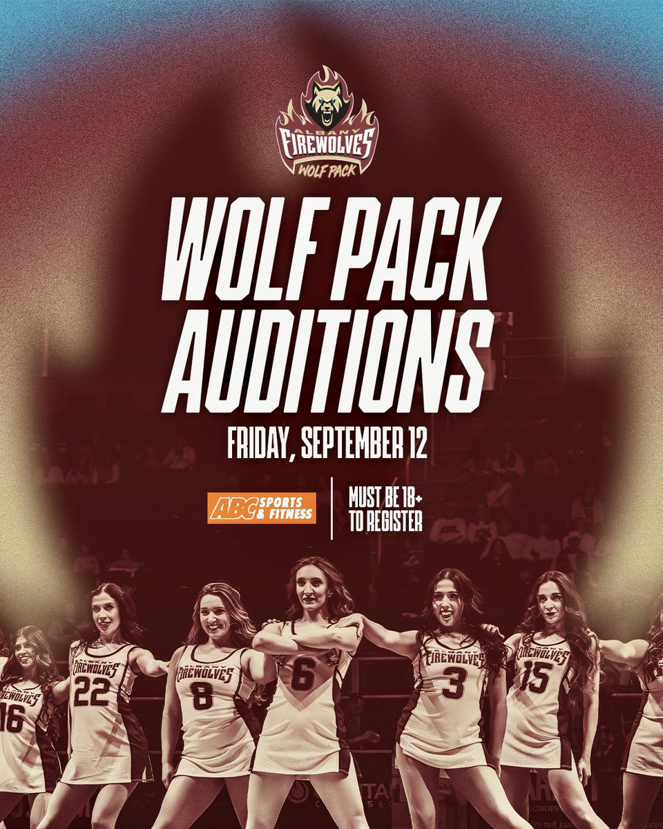 AlbFireWolves's tweet image. CALLING ALL DANCERS 💃🏼
Looking to take your dancing skills and style to the next level? Audition to become a member of the Wolf Pack Dance Team!
Auditions will take place on Friday, September 12th at ABC Sports & Fitness.
Register today at albanyfirewolves.com/firewolves-dan…