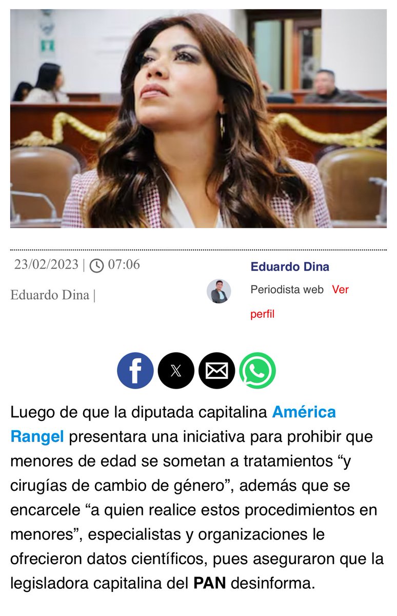 <a href="/AmerangelLorenz/">América Rangel</a> Pobre pendeja con aspiraciones a ser blanca. 

Pues te vas a quedar con las mismas ganas que cuando quisiste impulsar una reforma contra las infancias trans y todas las instituciones salieron a desmentir tus aseveraciones sobre las presuntas "mutilaciones" de niños.