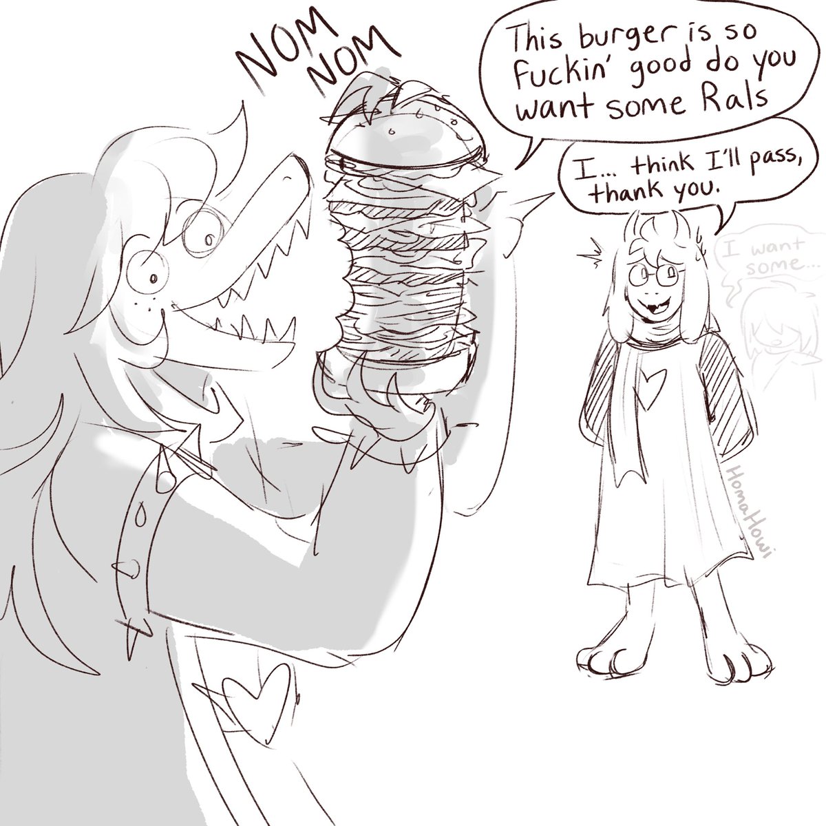 HomaHowiArts's tweet image. Unserious sketches from the past week #DELTARUNE