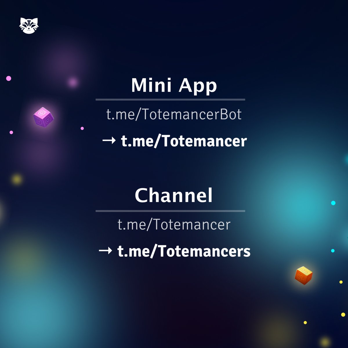 💎 Totemancer Has a New Link - and It’s Premium

As Totemancer grows beyond Telegram, we’re also doubling down on our home ✈️

To make the game easier to find, play, and share, we’ve secured premium Telegram username @Totemancer🐱

As a result:
🔁 Totemancer Mini App