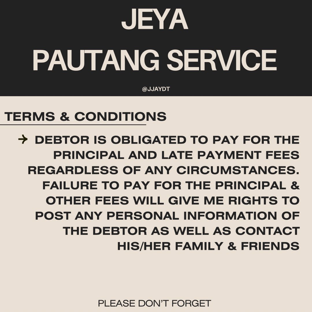 jjaydt's tweet photo. 🪴 READ TERMS &amp; CONDITIONS BEFORE U DM ME. 

jheya’s lending / pautang service : open 🪷

: ₱200 max for NEW debtors. (3+ successful transaction w/me will allow u to borrow more)

🪻 p.s : reposting my old edit hehe will make new one soon !

t. gcash borrow pautang lending hiram https://t.co/4f6GhNRDVr