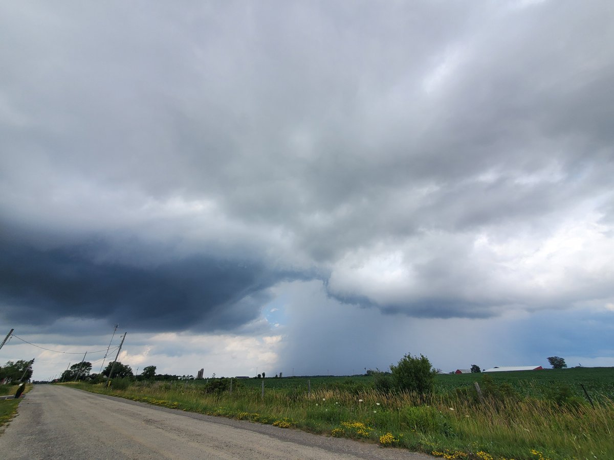 Nothing too fancy with the small cell near Cayuga, ON. A few CGs are fun to watch. #ONstorm #ONwx 1:50pm