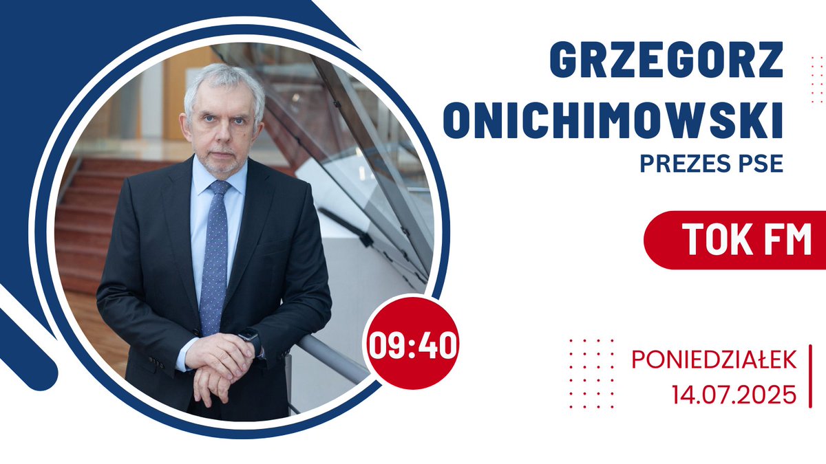 PSE S.A. (@pse_pl) on Twitter photo Prezes PSE Grzegorz Onichimowski <a href="/On58Greg/">Grzegorz Onichimowski</a> będzie w poniedziałek o godz. 9.40 gościem <a href="/TomaszSetta/">Tomasz Setta</a> w programie "EKG" w <a href="/Radio_TOK_FM/">Radio TOK FM</a>. Zapraszamy! Prezes PSE Grzegorz Onichimowski <a href="/On58Greg/">Grzegorz Onichimowski</a> będzie w poniedziałek o godz. 9.40 gościem <a href="/TomaszSetta/">Tomasz Setta</a> w programie "EKG" w <a href="/Radio_TOK_FM/">Radio TOK FM</a>. Zapraszamy!