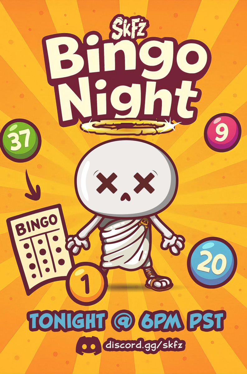 SkelฤFrenลผ (@skelefrenz) on Twitter photo Do ya feel lucky, punk? ๐คจ
Well.... do ya? ๐
If you're feeling lucky join our BINGO NIGHT today @ 6pm Pacific (US) in the SkeleFrenz Discord (link in profile) ๐๐
๐ฐ Buy-In: 5 $MARROW
๐ Prizes: A juicy $MARROW pot, a few <a href="/SkeleFrenz/">SkelฤFrenลผ</a> NFT,s and a mysterious Treasure Chest! Do ya feel lucky, punk? ๐คจ
Well.... do ya? ๐
If you're feeling lucky join our BINGO NIGHT today @ 6pm Pacific (US) in the SkeleFrenz Discord (link in profile) ๐๐
๐ฐ Buy-In: 5 $MARROW
๐ Prizes: A juicy $MARROW pot, a few <a href="/SkeleFrenz/">SkelฤFrenลผ</a> NFT,s and a mysterious Treasure Chest!