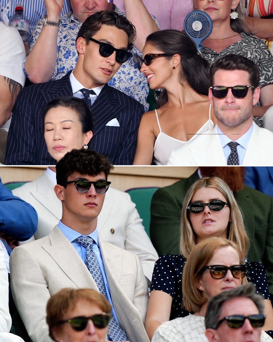 ESPNF1's tweet image. George Russell and Ollie Bearman showed up to Wimbledon in style ✨